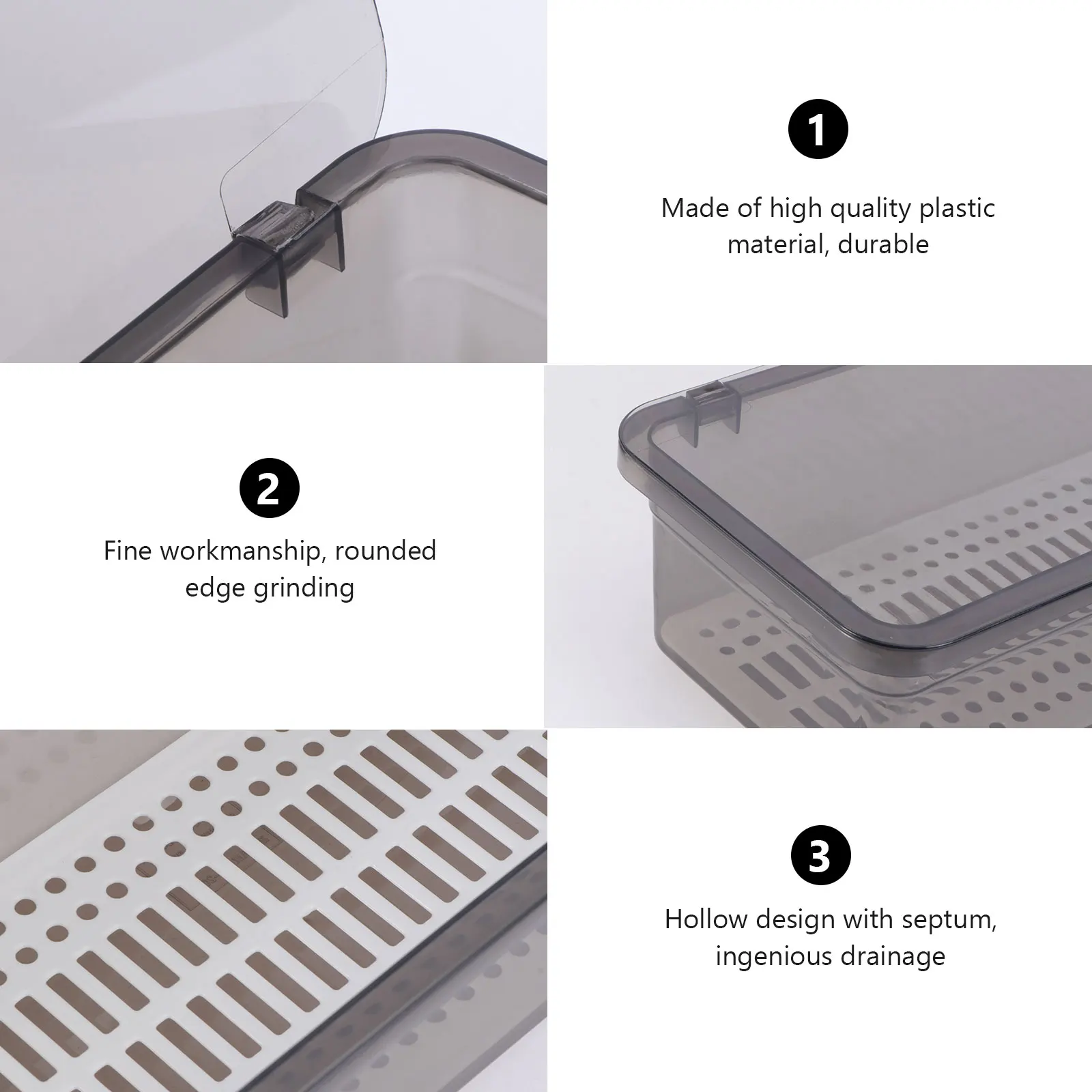 

Food Grade Plastic Chopsticks Drain Storage Box Tableware Organizer Kitchen Cutlery Container Lid Waterproof Transparent Utensil