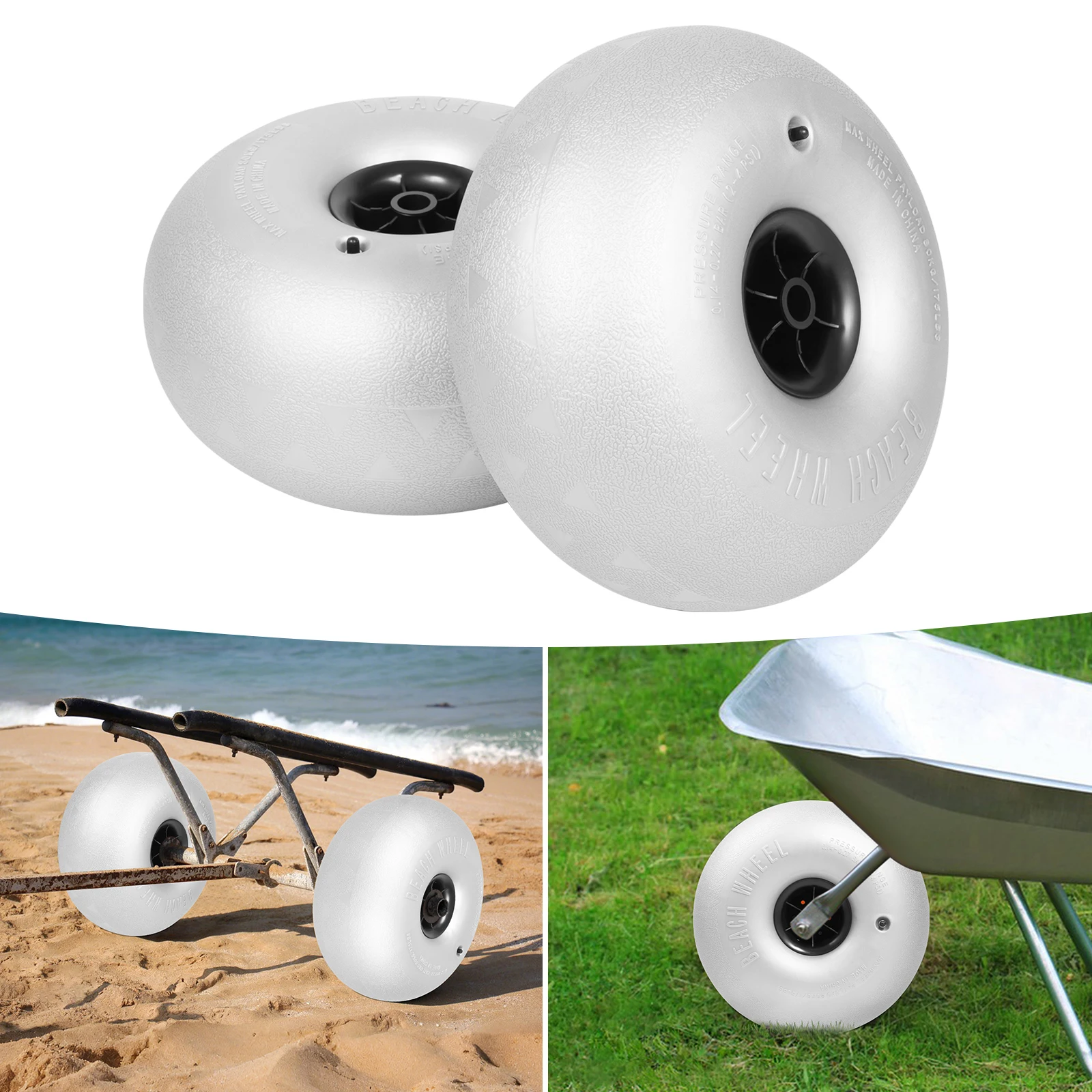 

2 Pack Balloon Wheels 16" Replacement Big Beach Sand Tires Kayak Dolly Canoe Beach Fishing Buggy Cart DIY Beach Wheels