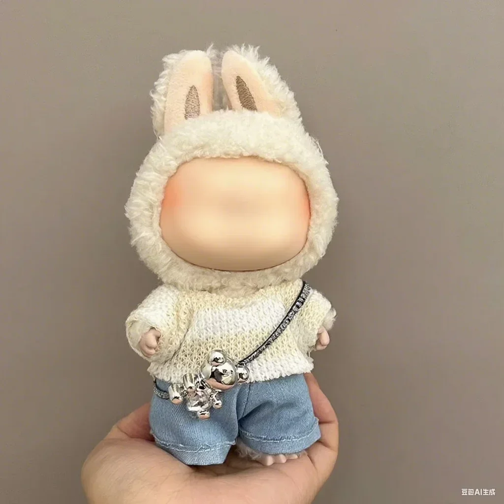 

Compatible with 17cm Cute Labubu Doll Outfits Designer Set Doll Labubu Clothes Plush White Sweater Toys Labubu Accessorie Luxury