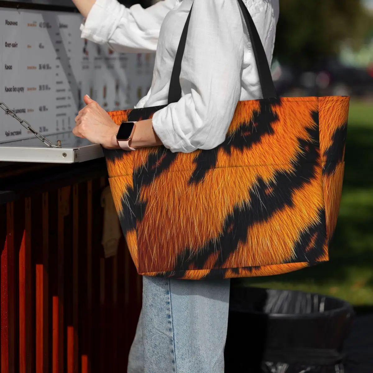 

Tiger Pattern Beach Tote Bag Sport Gym Yoga Duffle Large Tote Bag Women Travel Bag Fitness bag