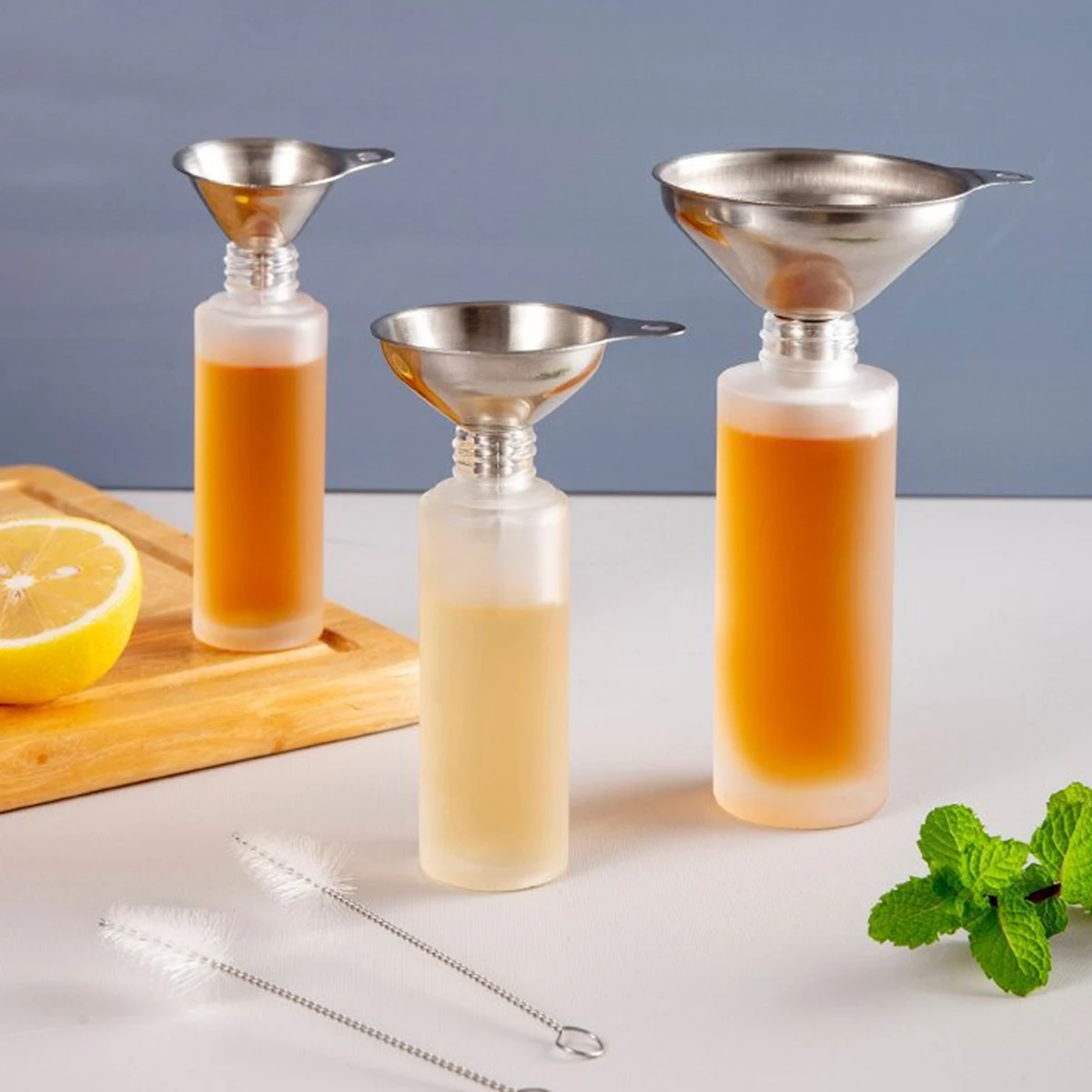 3PCS Stainless Steel Funnel Kitchen Oil Drain Multi-functional Wine Strainer Mini Small Mouth Large Bore Funnel Set