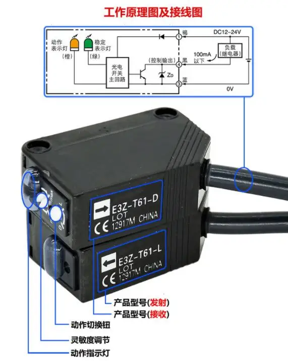 E3ZG-D61-S/D62/R61/R81/D81/D82/E3ZG-T61/E3ZG-T81-S E3ZG-D81 PNP E3ZG-R61 NPN Photoelectric induction switch sensor original