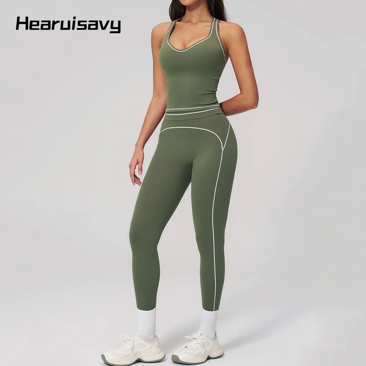 

Hearuisavy Summer Vest Sports Set 2Pcs Women's Fitness Yoga Suit High Waist Breathable Leggings Gym Casual Running Workout Pants