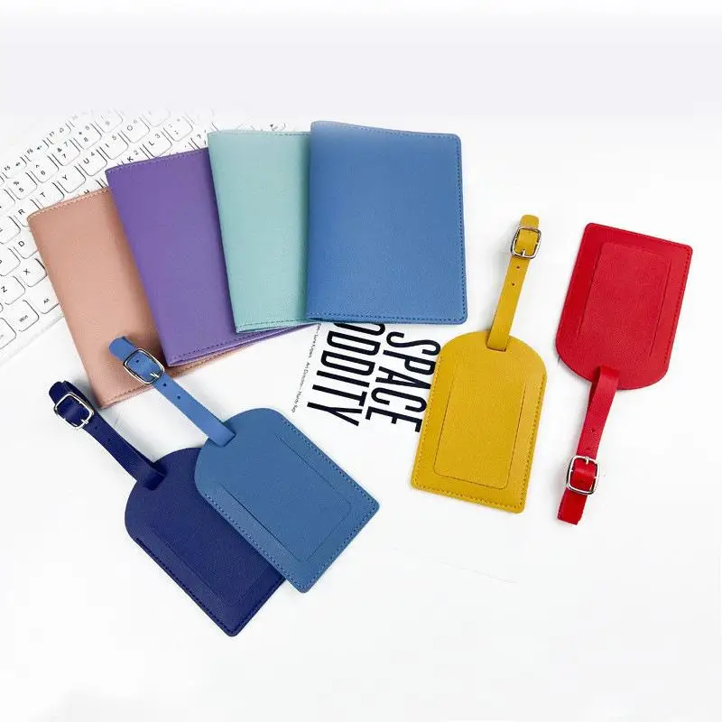 Travel PU Passport Cover Luggage Tags Wedding Party Bussiness Gift Ticket Holder Passport Holder Case Travel Accessories Set