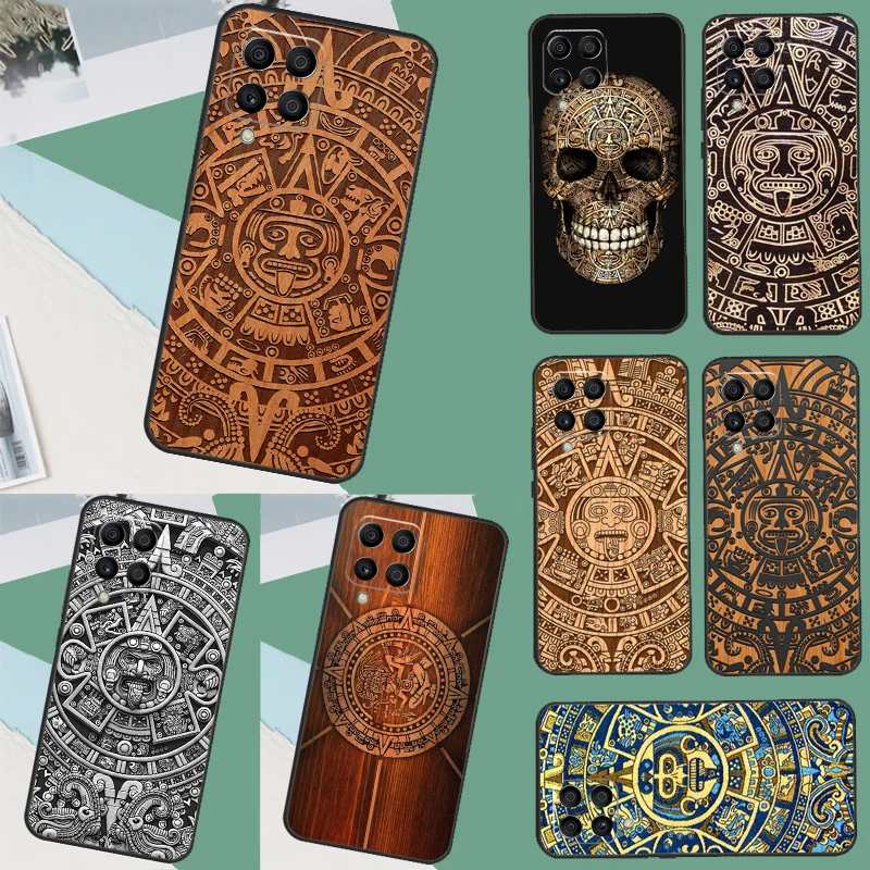 Mayan Calendar Wood Pattern Case For Samsung Galaxy M13 M33 M53 M12 M32 M52 M14 M34 M54 M11 M31 M51 M20 M30s M31s Cover