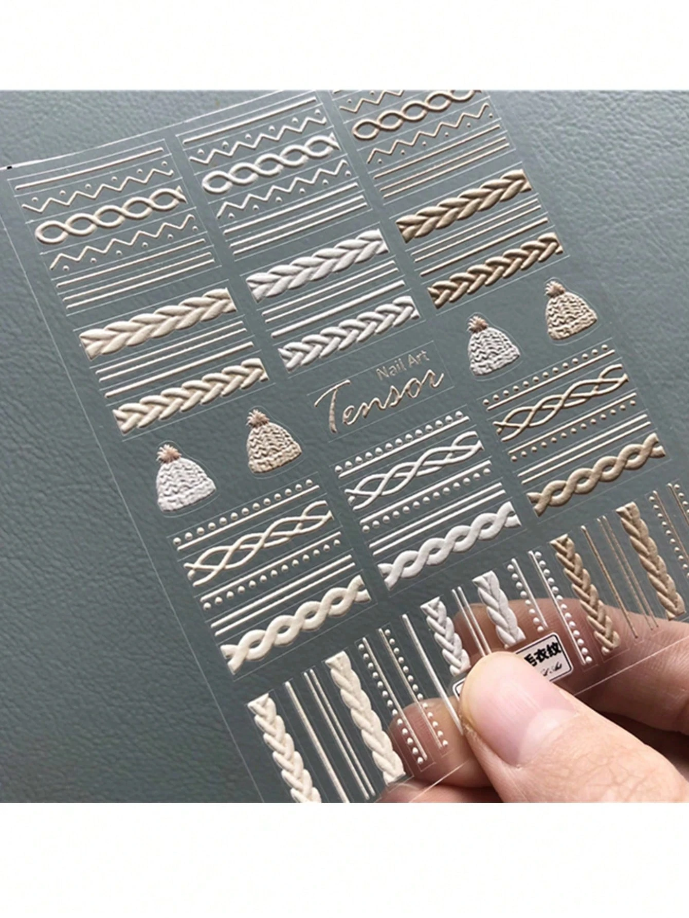 1 foglio adesivo per unghie 5D elegante modello maglione con adesivo decalcomanie decorazione adesivi per unghie fai da te