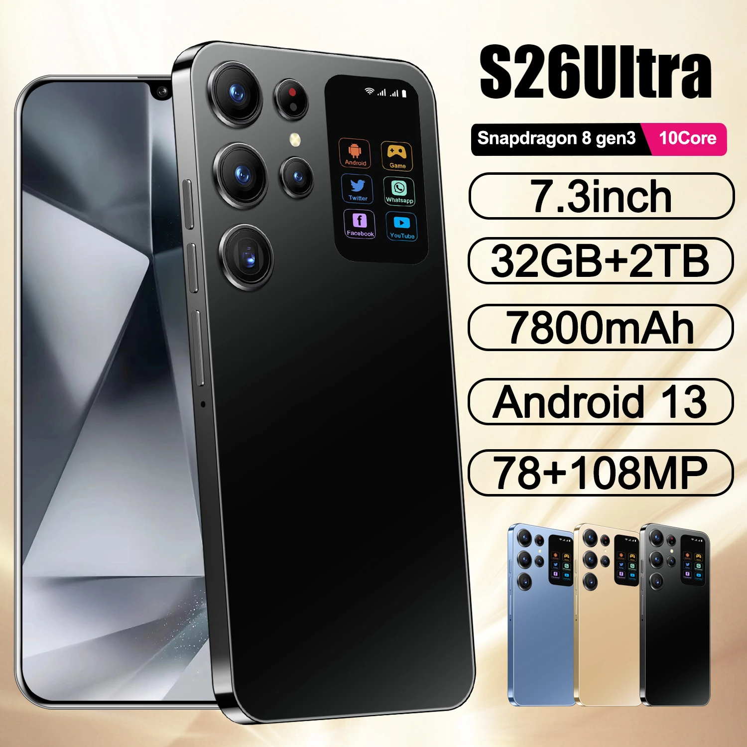 

New Global S26 /S25 Ultra S24/S23 Ultra Original Smartphone 7.3 HD 32G + 2TB 8000mAh Android14 Celular 5G Dual Sim