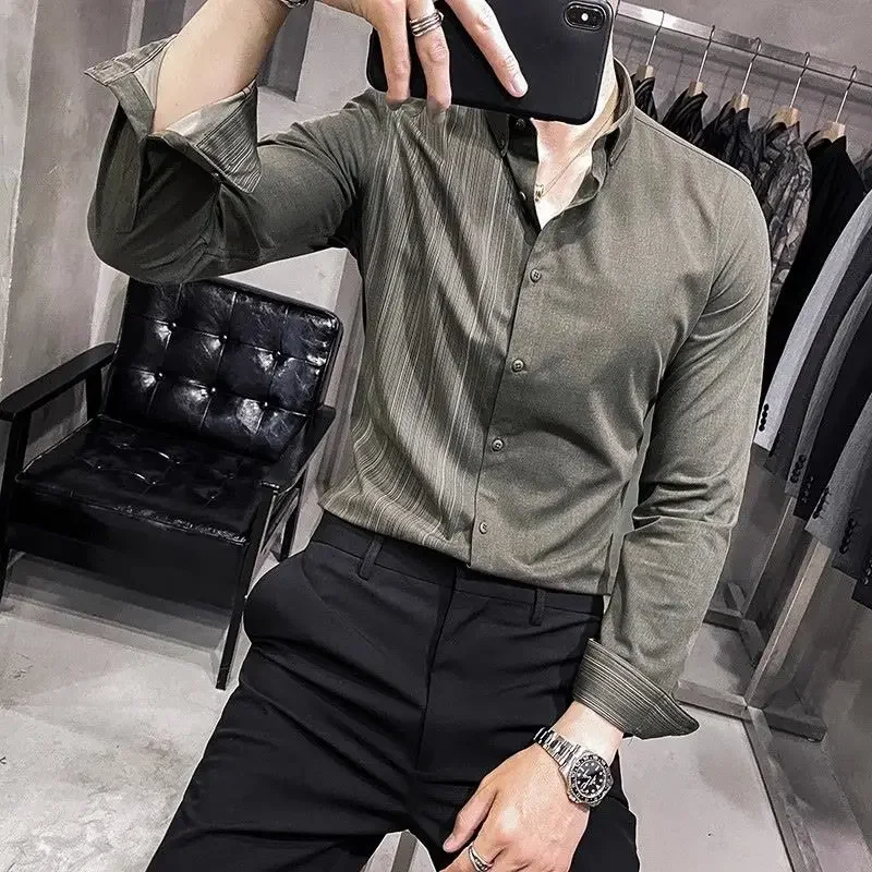 

Handsome Long-sleeved Shirts for Men Korean Casual Shirts Trendy Business