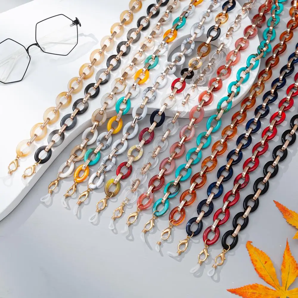 Fashion Glasses Chain Colorful Acrylic Beaded Sunglasses Hanging Cord For Women Men Anti-Slip Eyeglasses Face-Mask Chain Jewelry