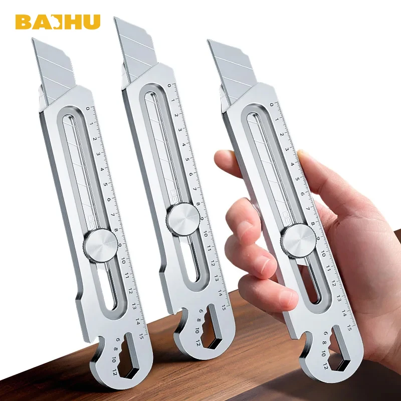 BAIHU Utility Knife SK5 Steel Blade Retractable Sharp Cut Paper Fabric Film Foam Board Wood Rubber Plastic