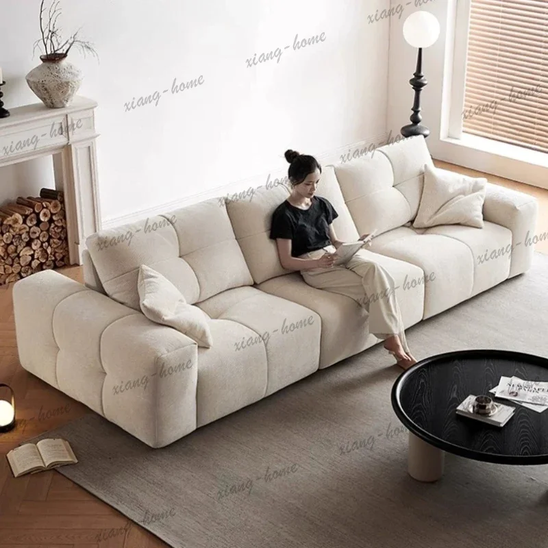 LSModern Simple Chenille Fabric Sofa Living Room Adjustable Backrest Sitting Deep Lazy Living Room Sofas And Seating Furniture