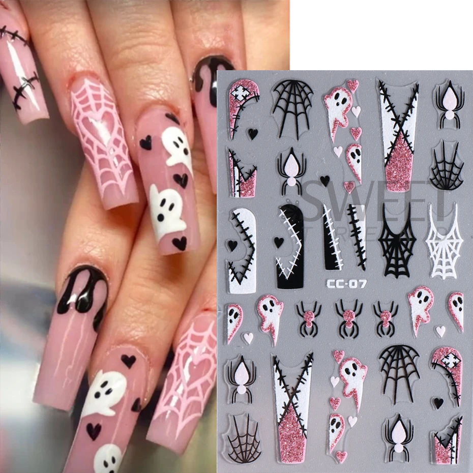 Autocollants 3D en forme de toile d'araignée pour nail art, accessoire auto-adhésif, brillant dans le noir, décoration pour ongles