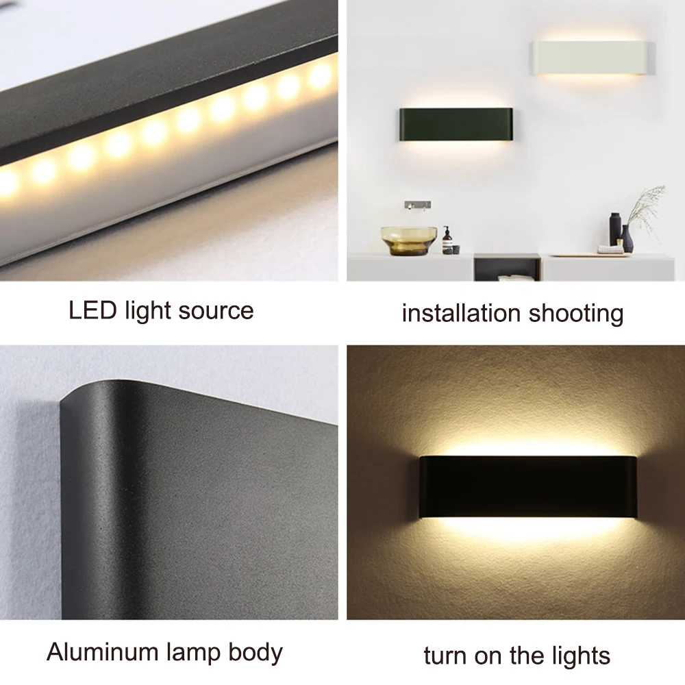 12W LED Indoor Wall Lamp Bedroom Bedside Lamp Sofa Living Room Home Lighting Bedroom Mirror Front Lamp Aluminum Wall Light