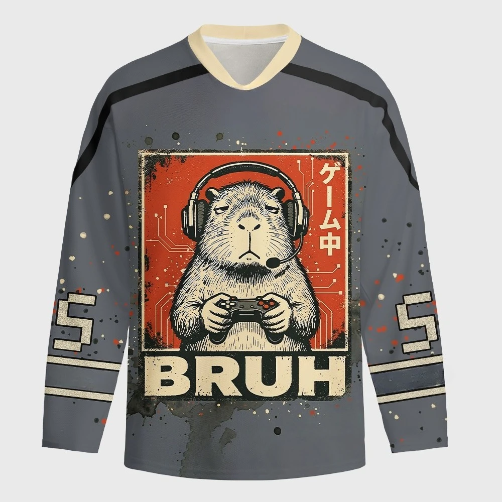 Retro Gaming Jersey - Kaos Hoki Lengan Panjang dengan Grafis