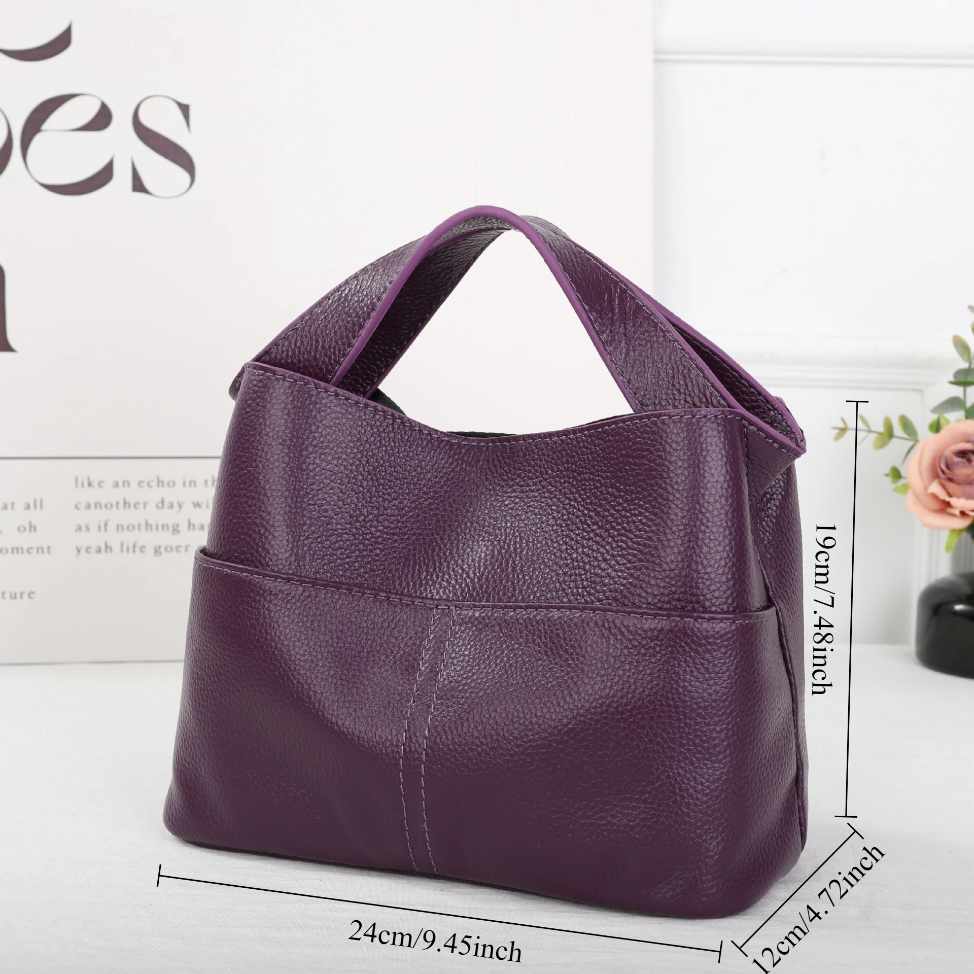 Women's Top-Grain Leather Work Tote Bag - Convertible Crossbody Laptop Purse for Commuting