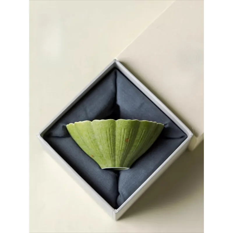 

Blue and white flint red sprinkle kumquat green Jinglian cup hat master household ceramic set tea cup tea cup