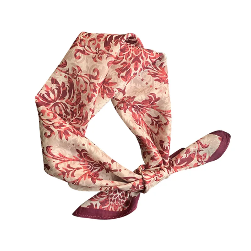 

2025 Mulberry Cotton Blend Square Scarf 53cm Women Luxury Paisley Summer Bandana Neckerchief Head Scarf Kerchief Tube Top