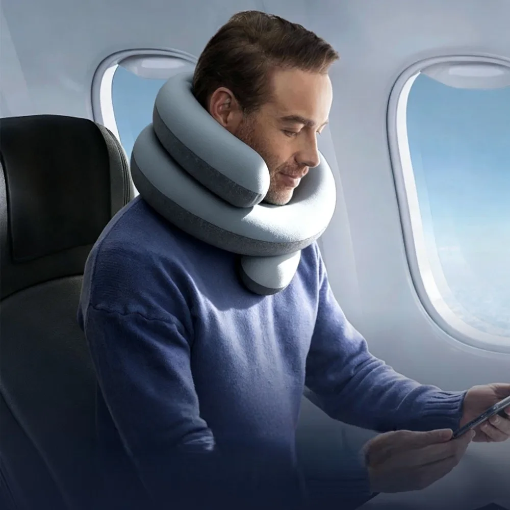 

U-образная подушка-спираль для поддержки шеи и лица, с эффектом памяти, регулируемая, для сна, комфортная, мягкая