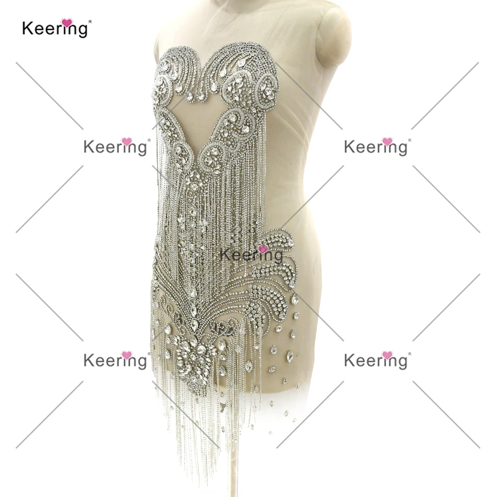 Elegant Fashion Love Rhinestone Applique Bodice Panel  for Wedding Dress Hotsale Embellish ment WDP-620