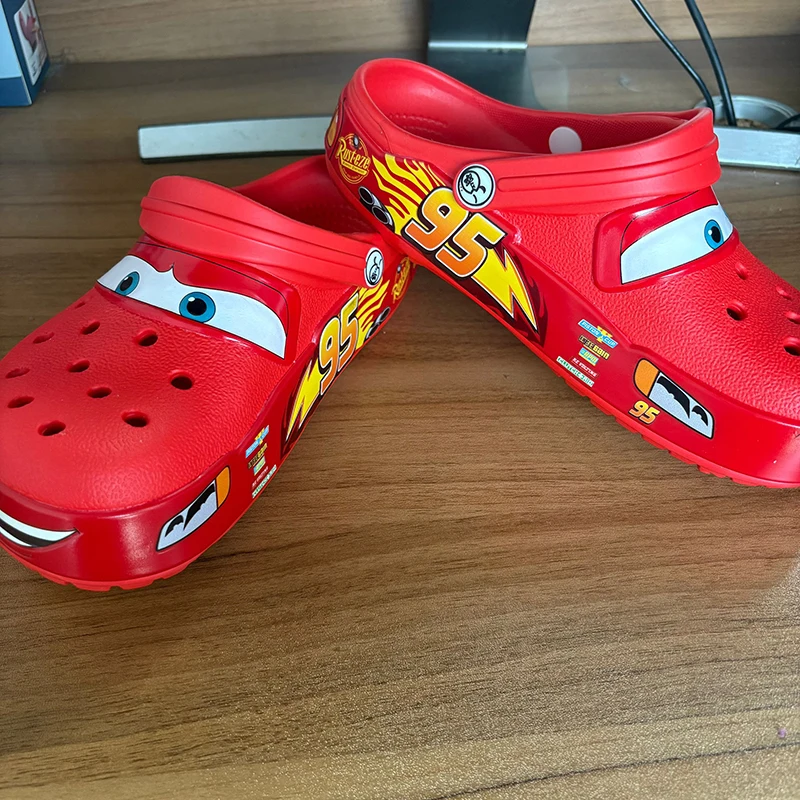Disney Pixar Lightninged Mcqueens Solid Waterproof Slippers Outdoor Sandals Casual Breathable Ankle-wrap EVA Shoes Gift image 5