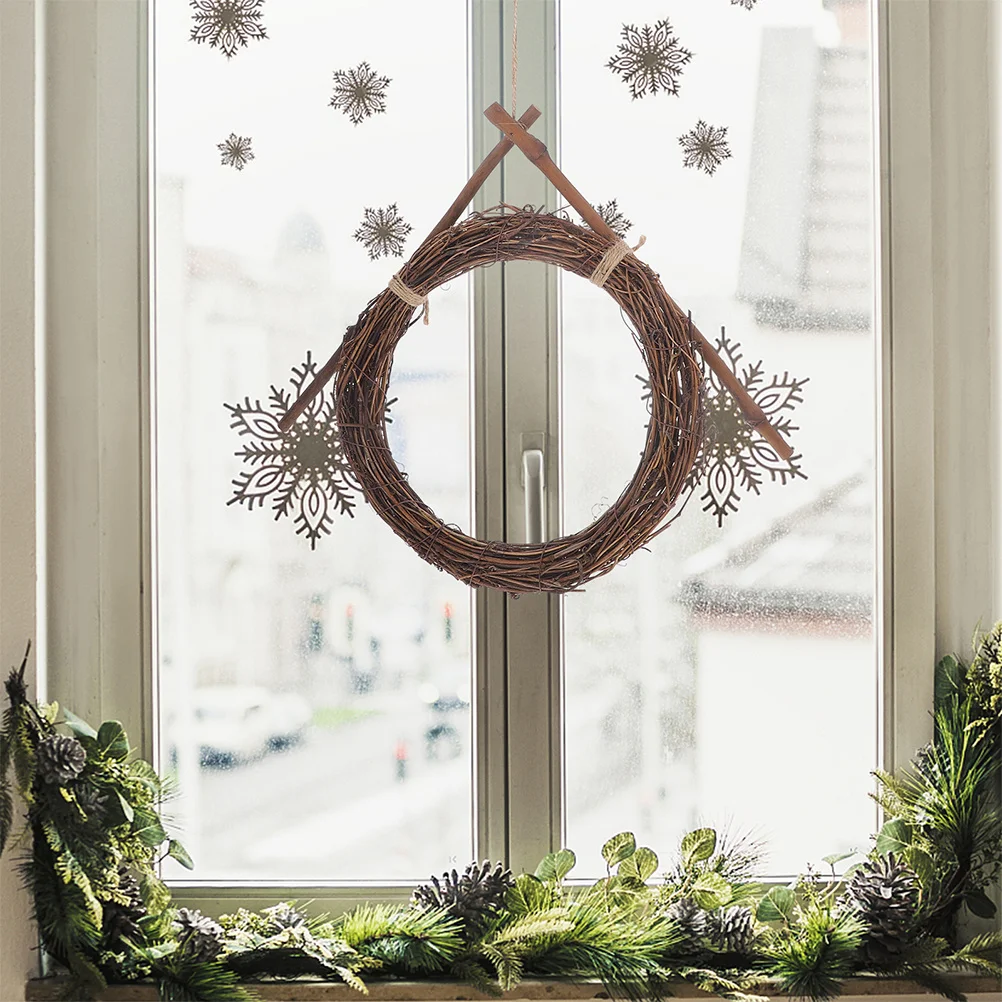 

2Pcs Floral Wreath Rattan Frame DIY Wreath Rings for Crafting Holiday Decor Window Door Hanging Xmas Thanksgiving Decor Supplies