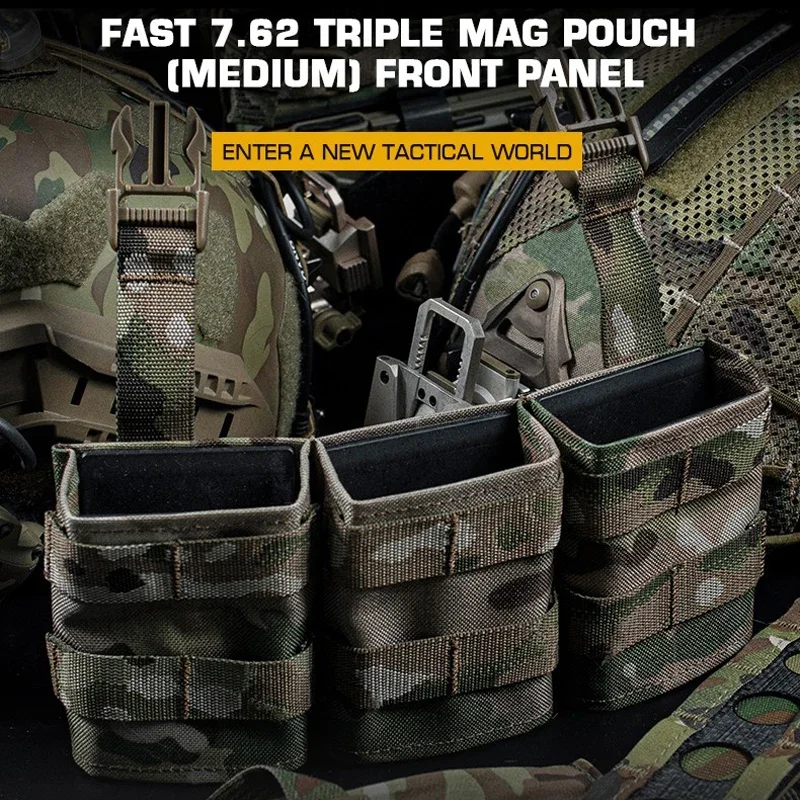 Tactical Magazine Pouch FAST Mag Pouches Airsoft 7.62 Triple Medium Front Panel Rifle Mag Bag Carrier