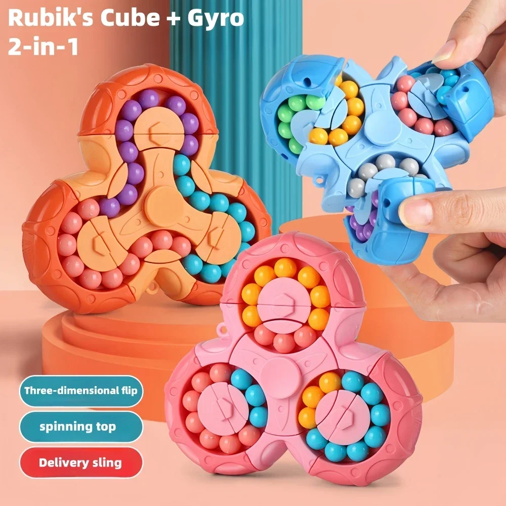 

Magic Bean Toys Six-sided Rotation Finger Intelligence Gyro Antistress Fingertip Cube Learning Educational Magic Disk Kids Gifts