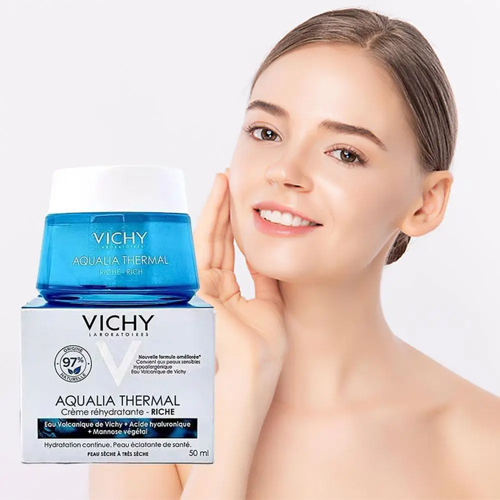 كريم معزز للرطوبة من VICHY 72H حمض الهيالورونيك + كريم وجه مرطب من النياسيناميد للبشرة الحساسة مرطب يدوم طويلاً