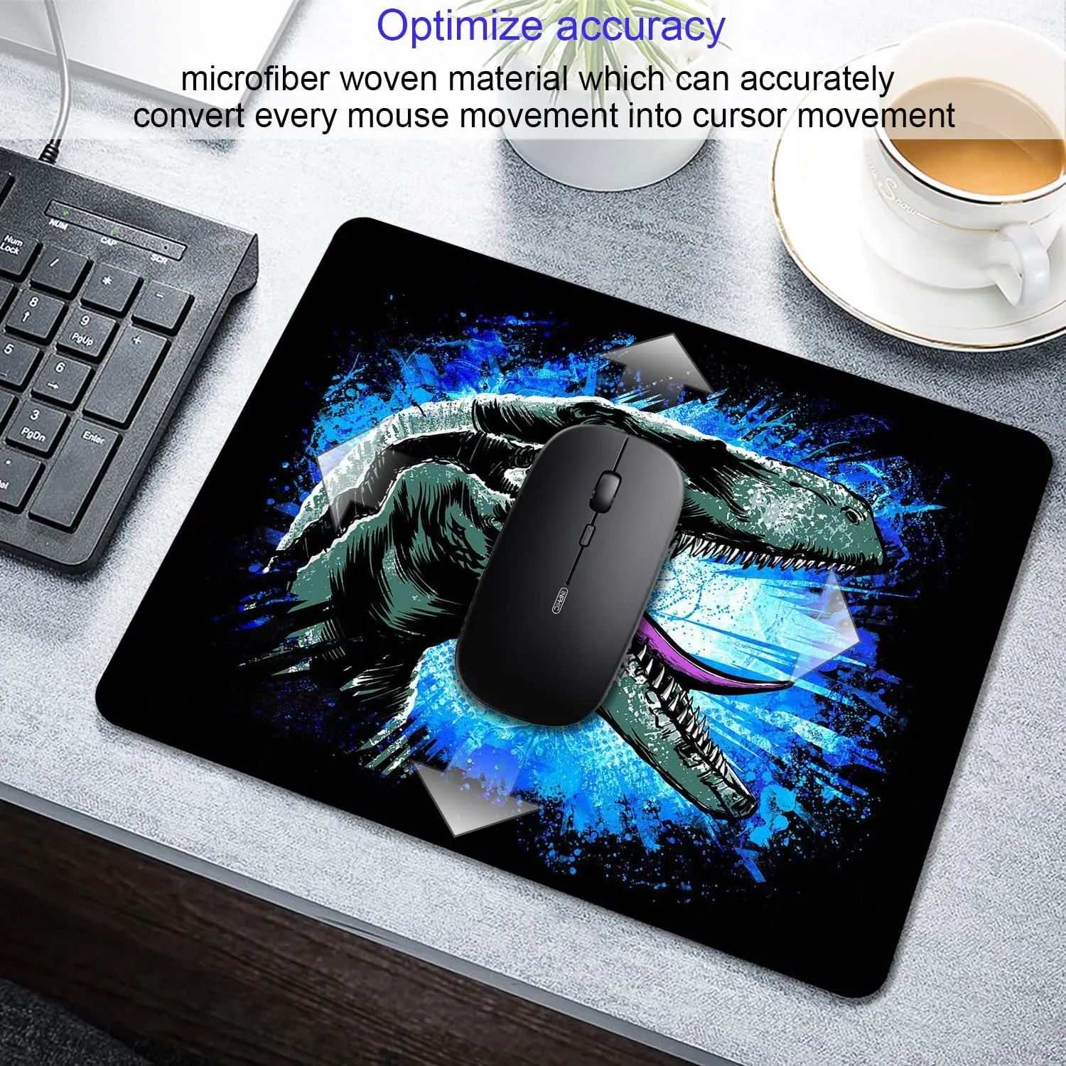 Dinosaurs Mousepad Computer Mouse Pad with Personalized Design Office Non-Slip Rubber Mouse Mat 9.5X7.9 Inch