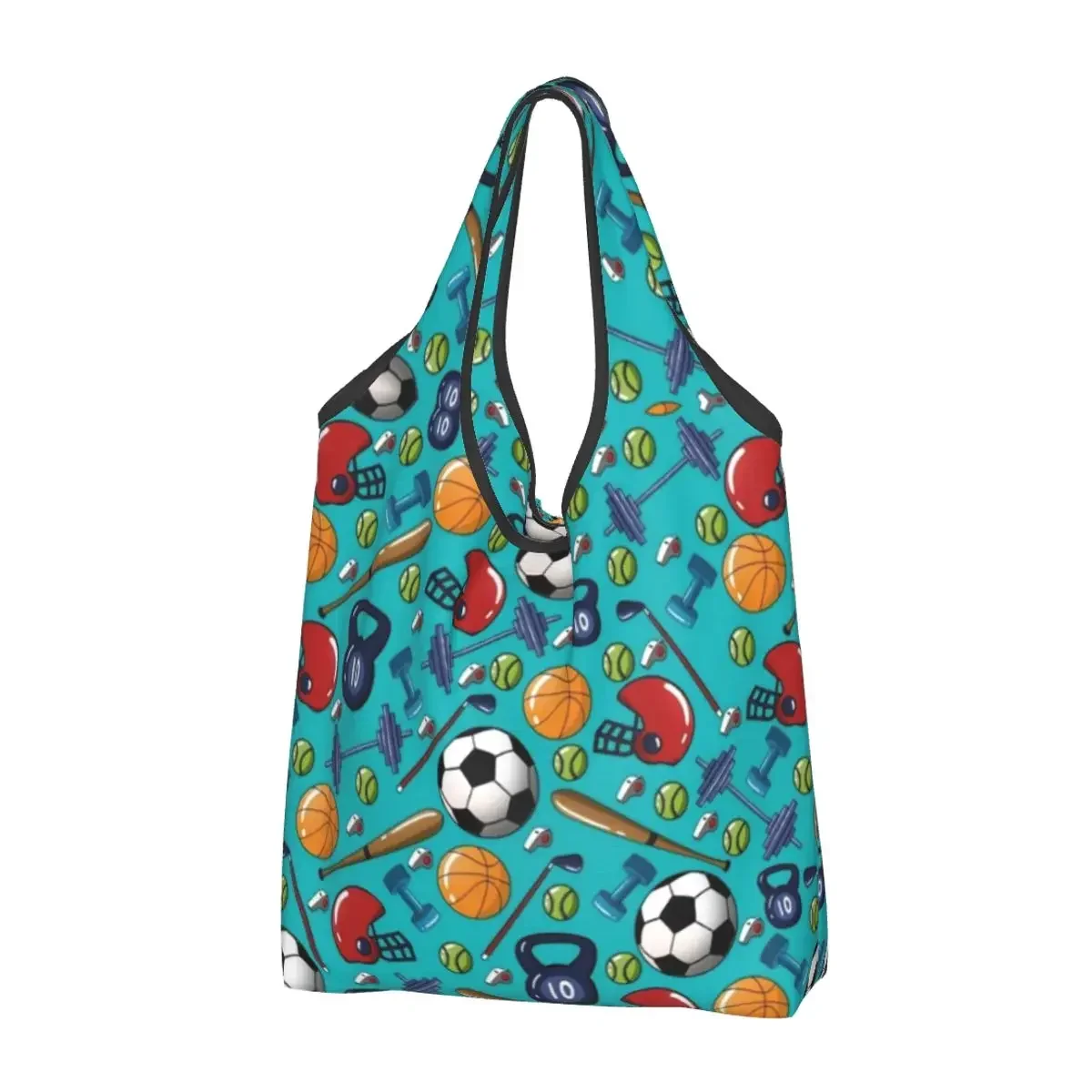 Football Soccer Grocery Shopping Bag Funny Shopper Tote Shoulder Bags Big Capacity Portable Handbag