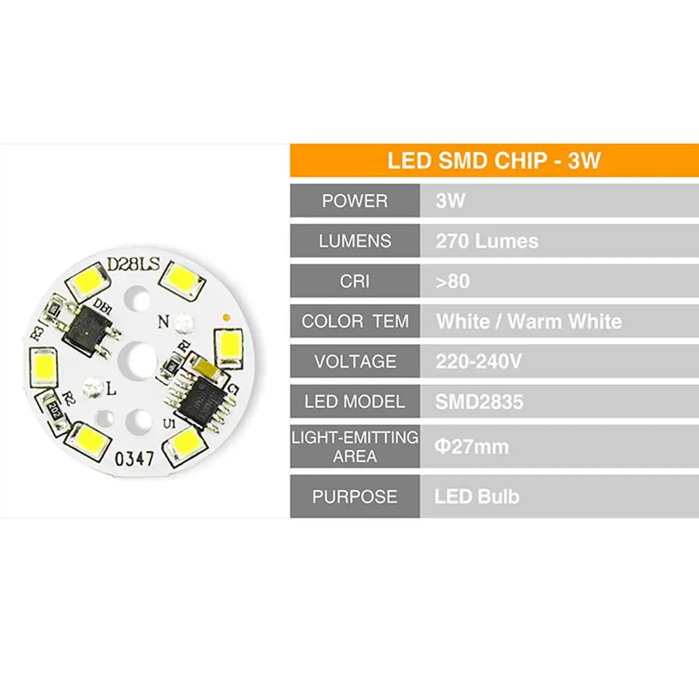 DIY 220 فولت الأضواء الباردة الأبيض الكاشف ضوء رقاقة IC LED الفول LED لمبة مصباح SMD2835