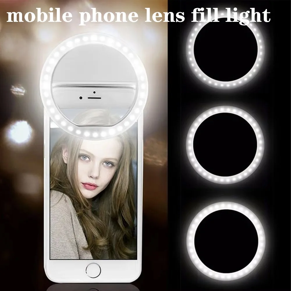 ضوء تعبئة صورة شخصية LED، ضوء ملء عدسة الهاتف المحمول، مناسب لهاتف iPhone وSamsung وXiaomi وHuawei ضوء تعبئة صورة شخصية للهاتف المحمول