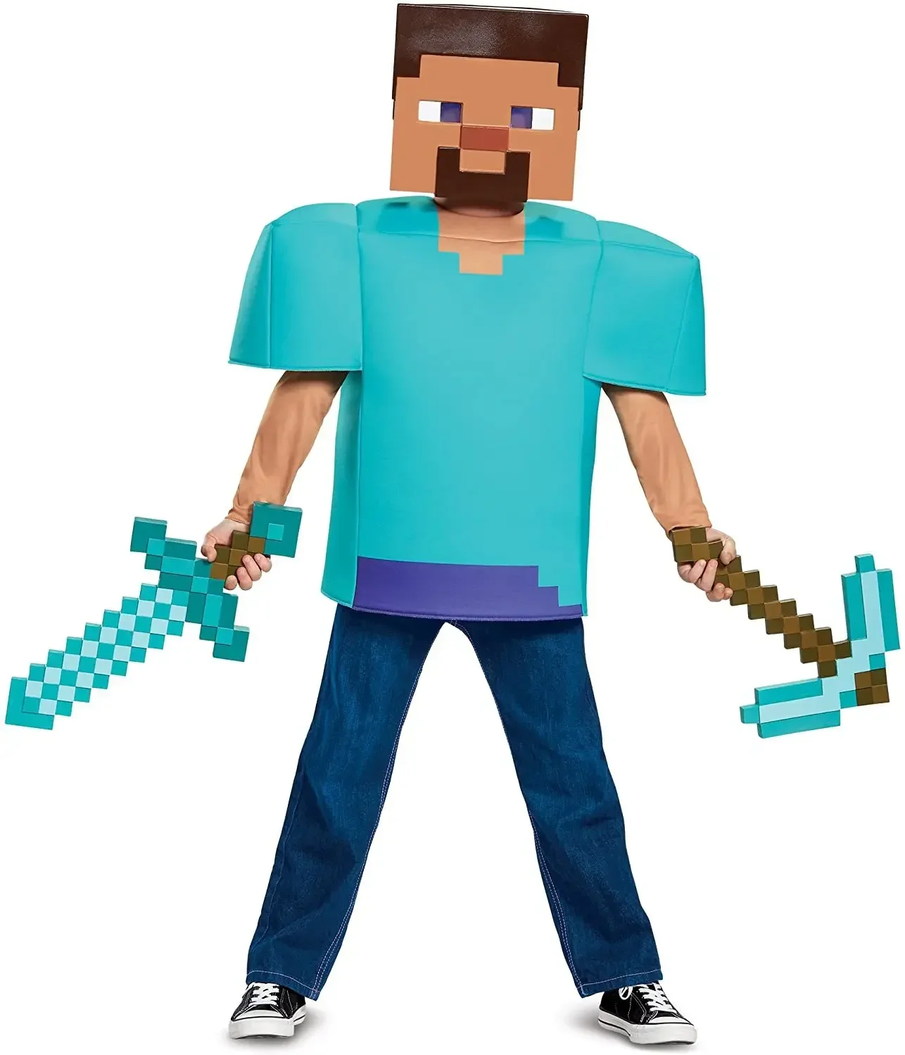 Juego Minecraft de 45cm, espada de diamante azul, juguete de plástico My World, espada de Steve, hacha, juguetes encantadores para niños, regalo de Cosplay