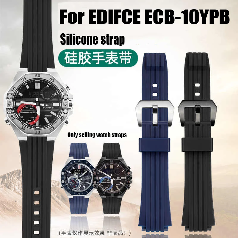 For Casio Edifice ECB-10YP-1A ECB-950 Waterproof Resin Silicone Watch Strap 20mm Raised Mouth Watch band For Men bracelet Blue