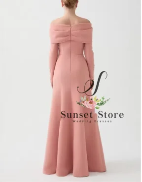 فساتين طويلة مخصصة مطرزة بالخرز على شكل حرف A مكشوفة الكتف مناسبة مخصصة للسهرات الرسمية الأنيقة ذات جودة عالية