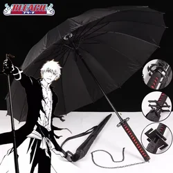 Kurosaki Ichigo Katana Umbrella Long UV Blocking Black Parasol Anime Bleach Aizen Japanese Katana Samurai Sword Umbrella Parasol