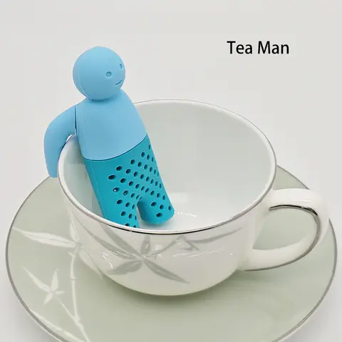 Creative Silicone Humanoid Tea Strainer Food Grade Silica Gel Tea Filter Mr.Tea Villain Shaped Tea Maker Tea Bag Set Brew Maker