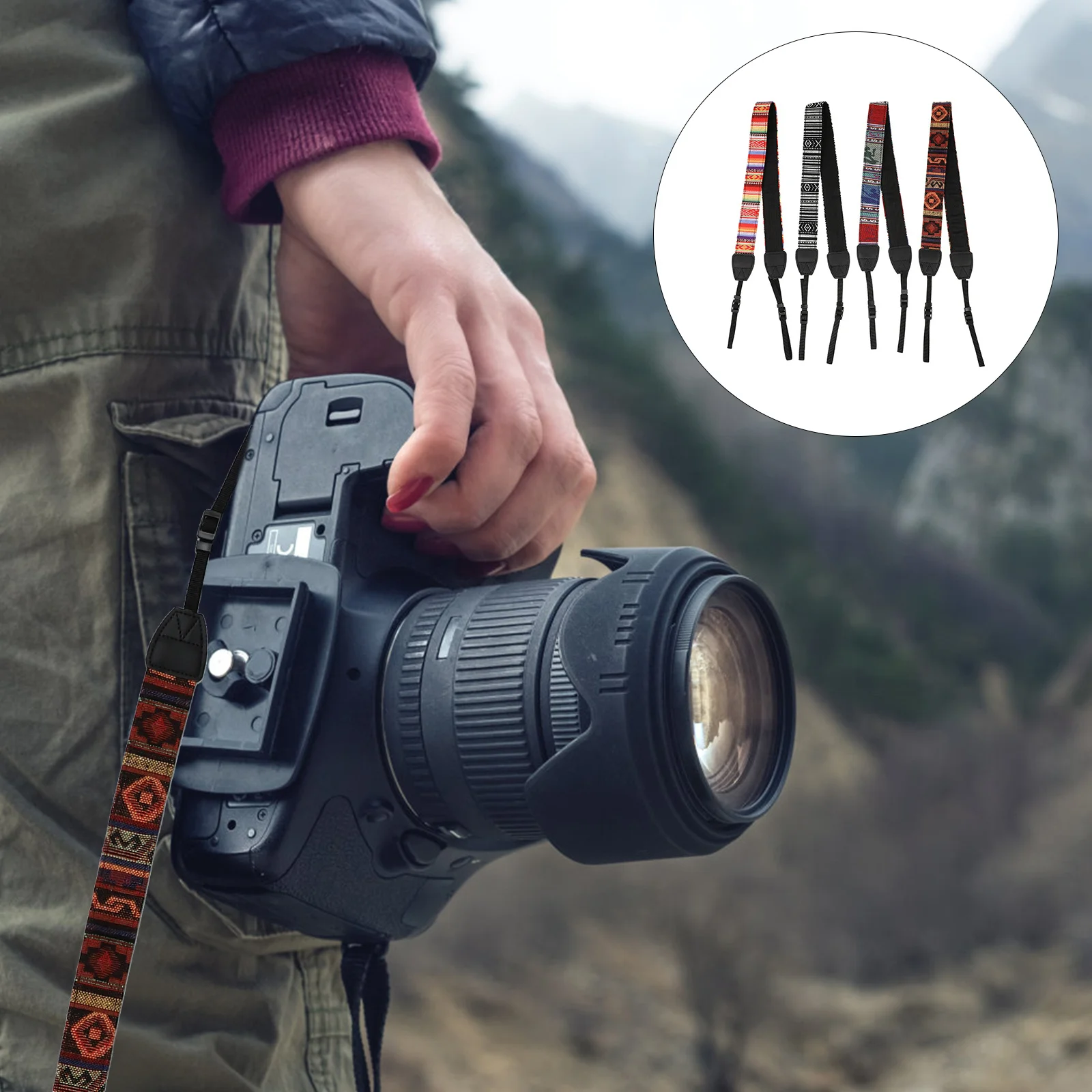 

4Pcs Ethnic Camera Strap Adjustable Length Sling Belt for Heavy Dslr Comfortable Neck Shoulder Support Camera Strap