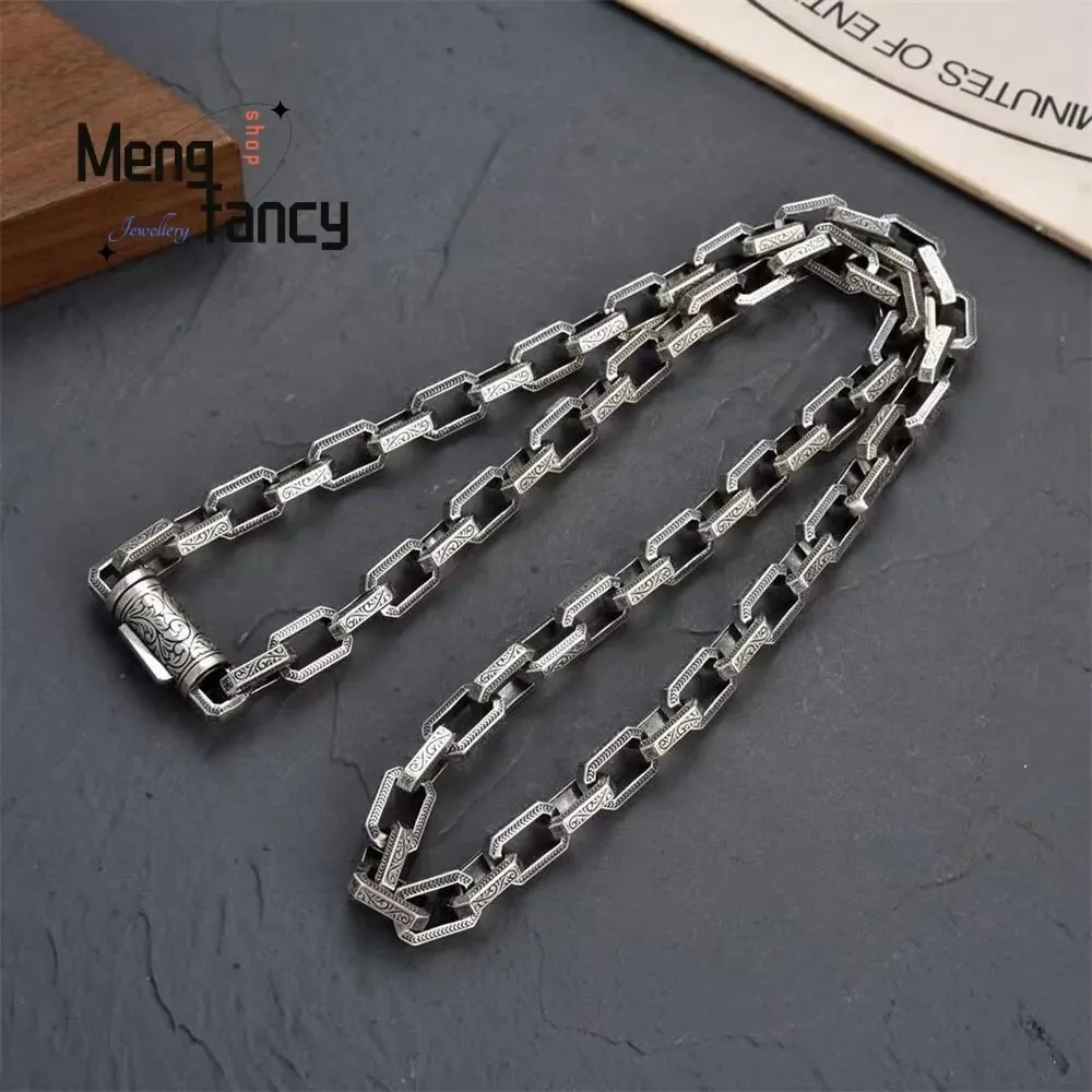 

Heavy Solid Personality Tang Grass Necklace Width 8.5mm Retro Simple Overbearing Hip Hop Choker Luxury Quality Fashion Jewelry