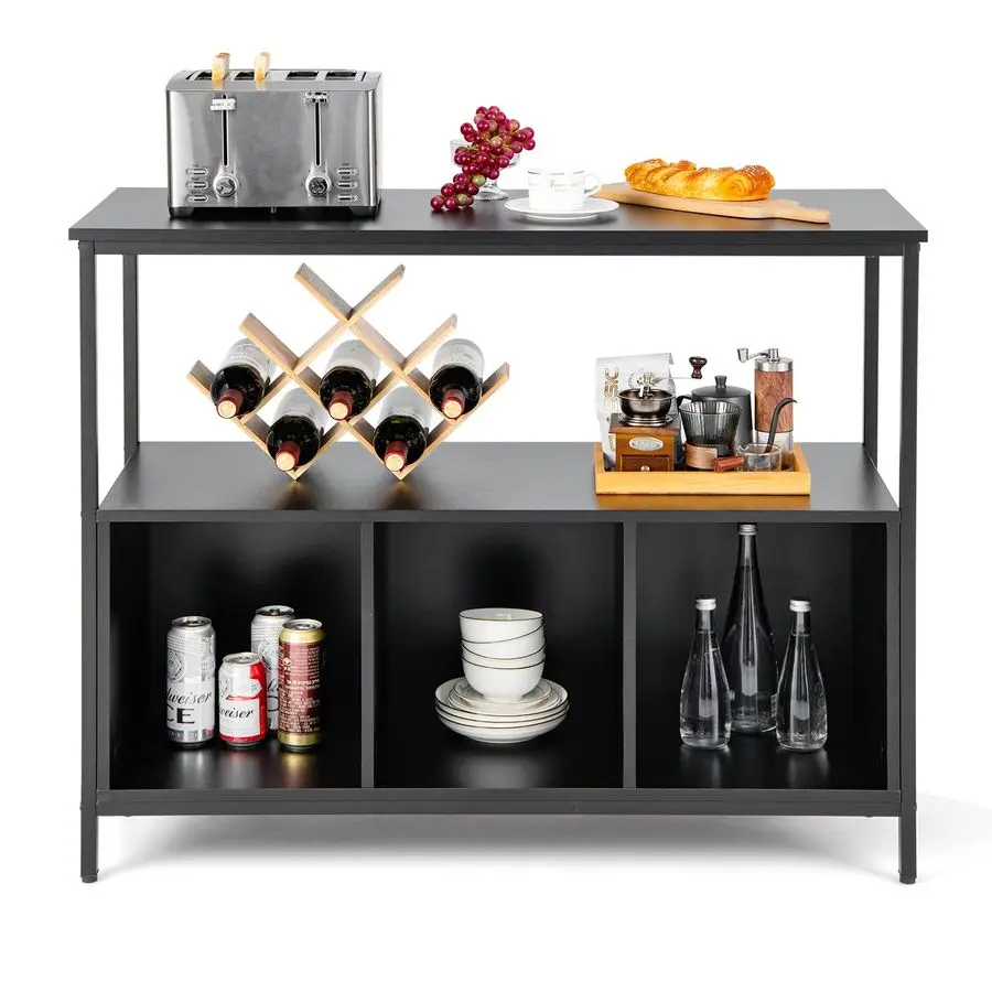 

Buffet Cabinet with Open Shelves, Freestanding Kitchen Cabinet with 3Cube Compartments, Coffee Bar Credenza Sideboard, 43.5 x 17