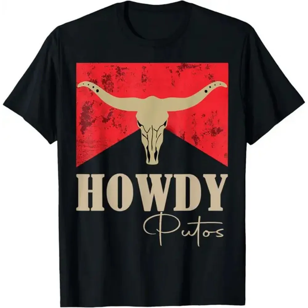 100% Cotton Bull Skull Cow Skull Graphic Casual Western Clothes Men's Short-Sleeve T-Shirt, T-Shirts Women For Country Cowboy Fans, Garment, Loose, Cowboy Western, Graphic Front Turns Basics Into Art