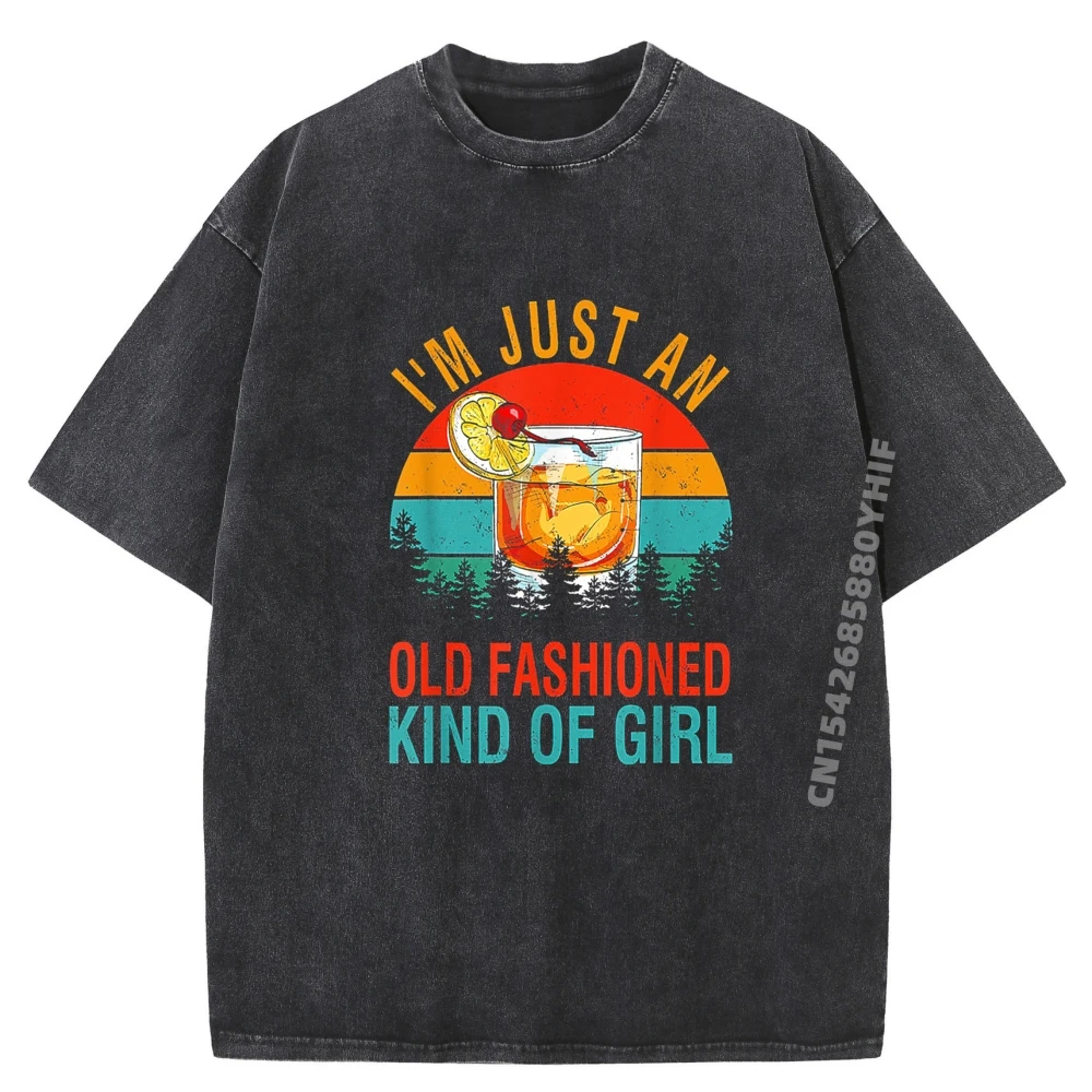 

I M Just An Old Fashioned Kind Of Girl Забавная винтажная кремовая футболка с бурбоном Роскошная дизайнерская мужская классическая стираная рубашка