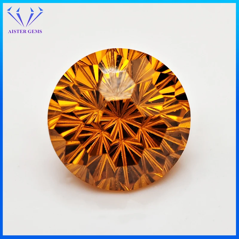 New Partschinite 5.0-12.0mm Round Pyrotechnic Cut Cubic Zirconia Stones Loose Gemstone for Jewelry Making