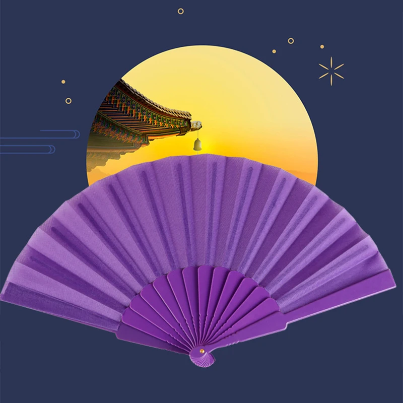 Classical Silk Cloth Plastic Bone Plain Folding Fan Chinese Style Retro Hand Held Fan Performances Fan Wedding Gift For Guest