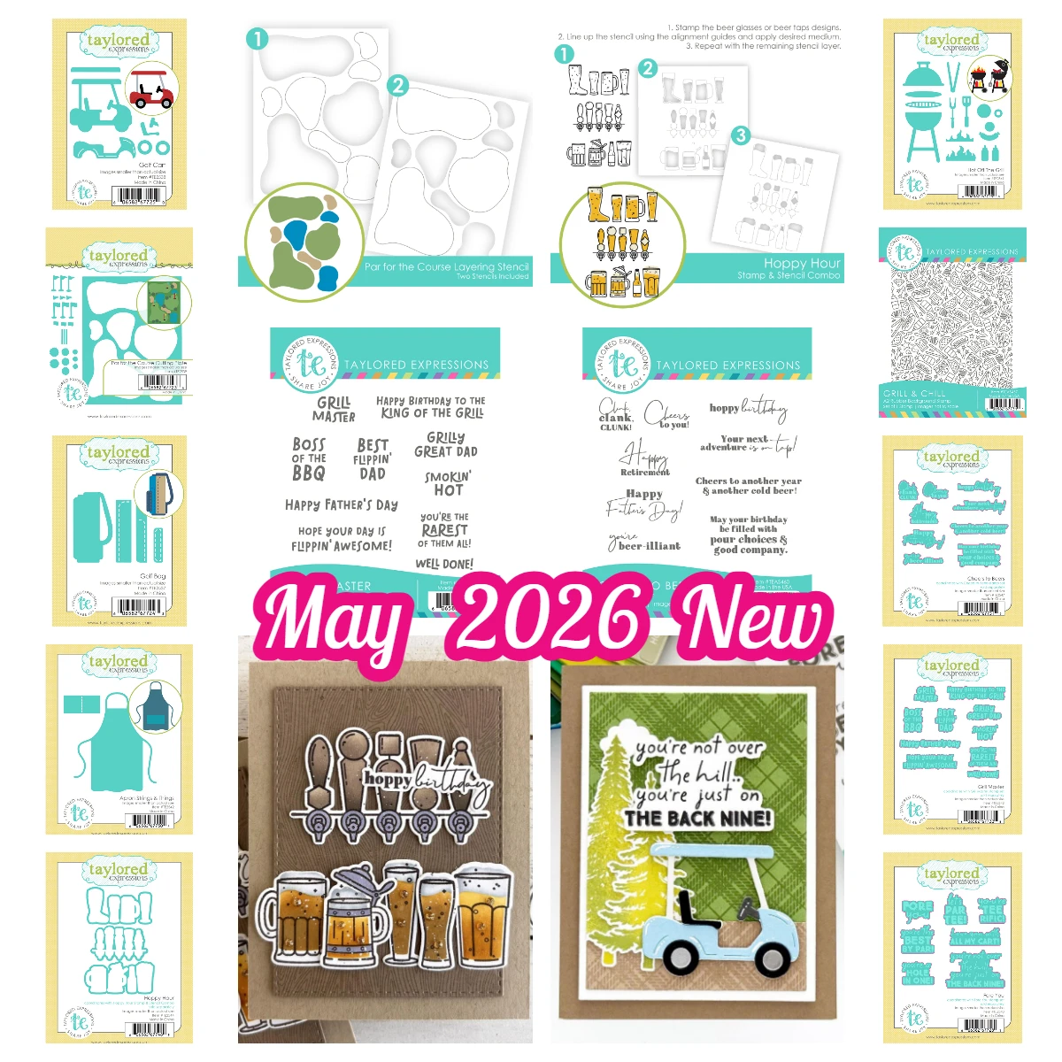

May 2026 New Taylored Hoppy Hour Fore You Grill & Chill Background Stamp Metal Cutting Dies Stamp Stencils DIY Scrapbook Calenda
