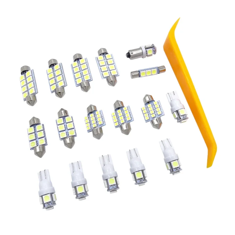 JIUWAN 17pcs/set for Volvo V70 XC70 2002-2007 Car White Interior LED Lights Car Dome Bulbs Reading Light Map Lamp Accessories