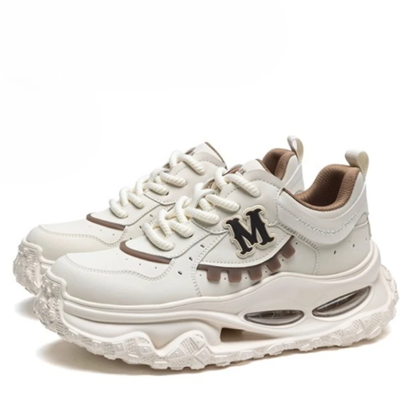 

Белые абрикосовые повседневные кроссовки на мягкой подошве, обувь увеличенного роста для мужчин, модная кожаная удобная дышащая обувь