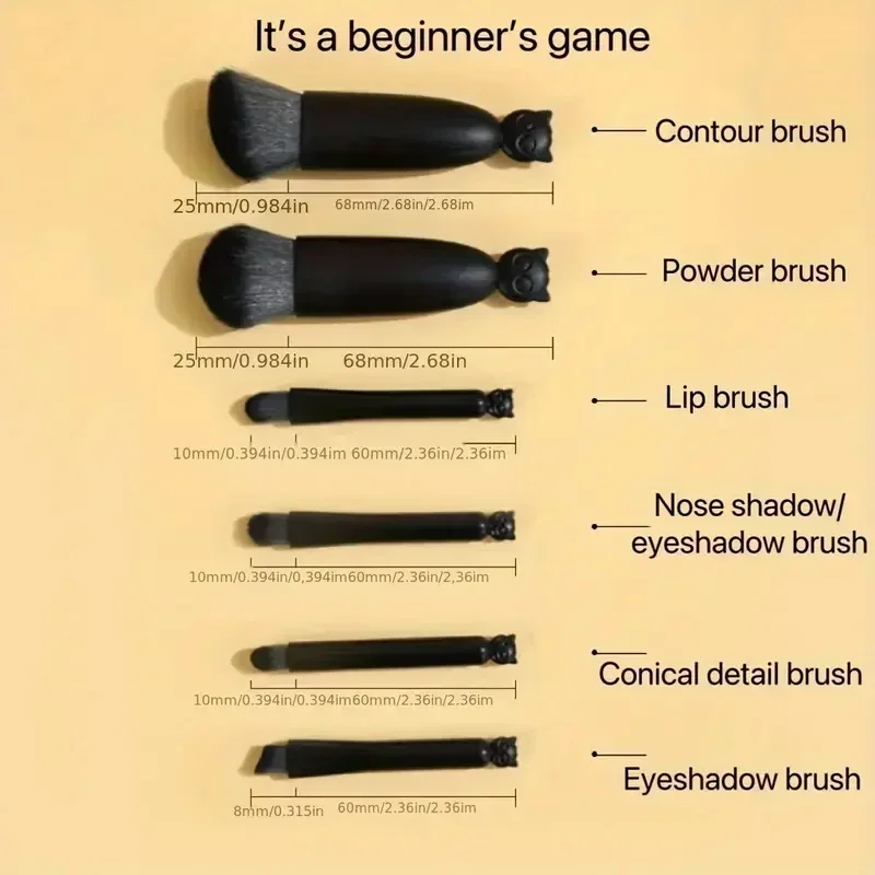 6 pçs mini pincéis de maquiagem conjunto pincéis de maquiagem de viagem portátil pó cosmético fundação blush mistura corretivo compõem pincéis