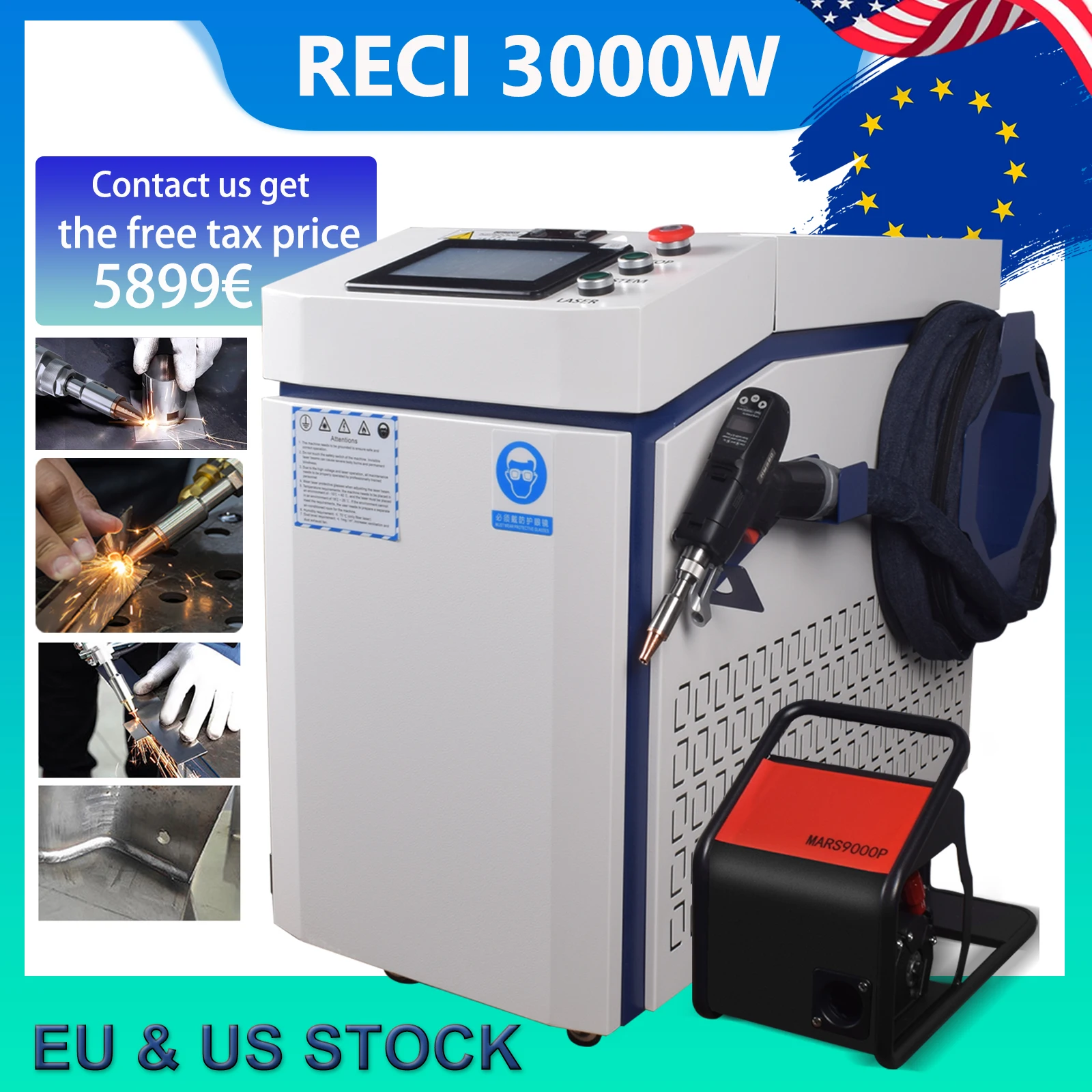 

3000W Laser Welder 4 IN 1 RECI Fiber Laser Welding Machine HW980 Head for Metal Welding Cleaning Cutting 3KW Welder Fast Ship