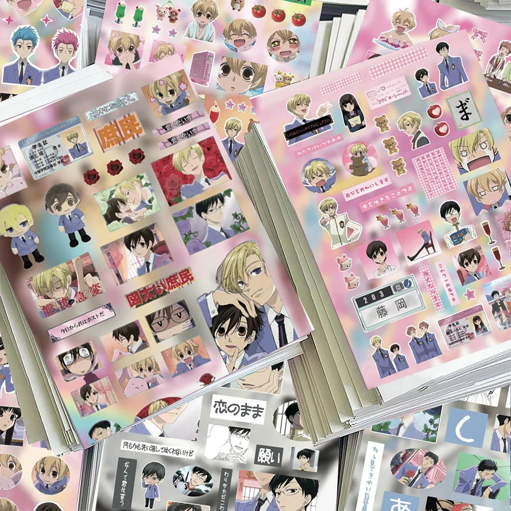 8/16 Blatt Ouran High School Host Club Graffiti-Puzzle-Aufkleber aus PVC-Material, personalisierte DIY-Aufkleber für Telefon und Scrapbook, wasserdicht – Detail 5